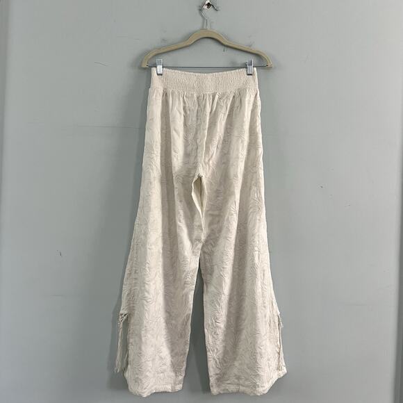 Ralph Lauren Denim & Supply Boho Embroidered Fringe White Wide Leg Wrap Pants - Picture 3 of 4